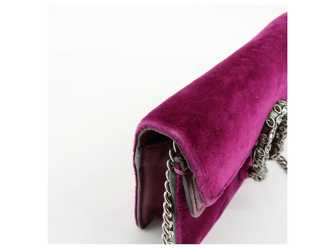 GUCCI Dionysus Super Mini Bag Borsa a tracolla in velluto con catena Viola 476432 - vista 14