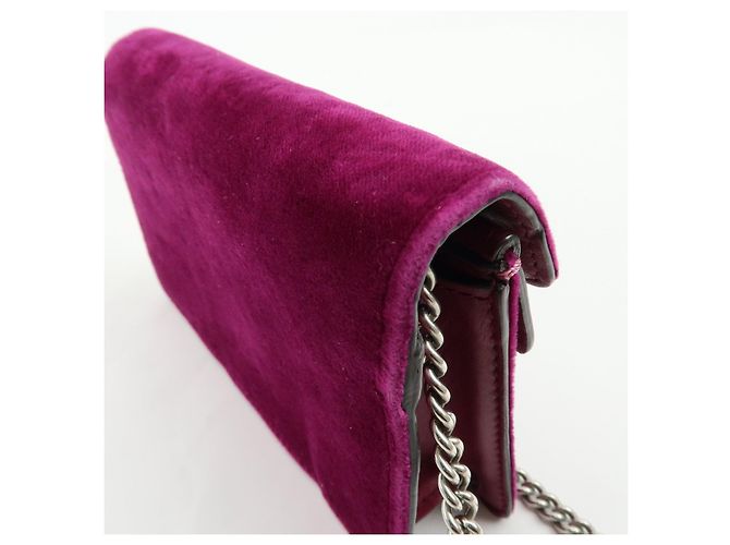 GUCCI Dionysus Super Mini Bag Borsa a tracolla in velluto con catena Viola 476432 - vista 15