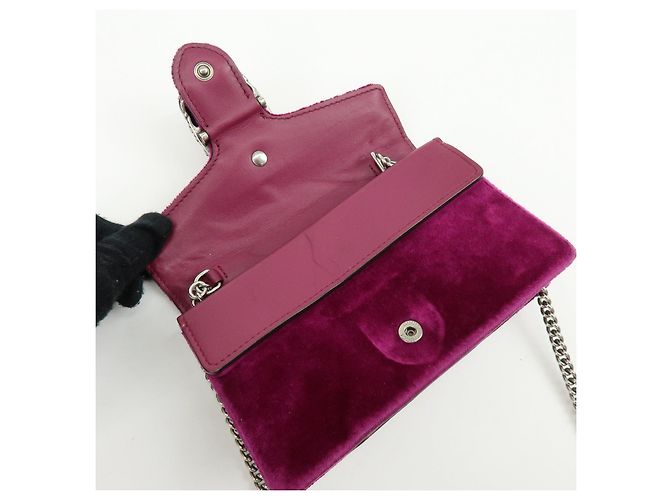 GUCCI Dionysus Super Mini Bag Borsa a tracolla in velluto con catena Viola 476432 - vista 18