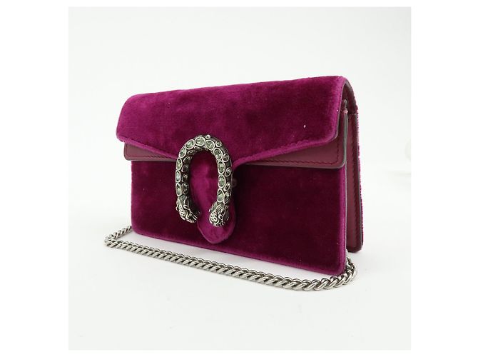 GUCCI Dionysus Super Mini Bag Borsa a tracolla in velluto con catena Viola 476432 - vista 3