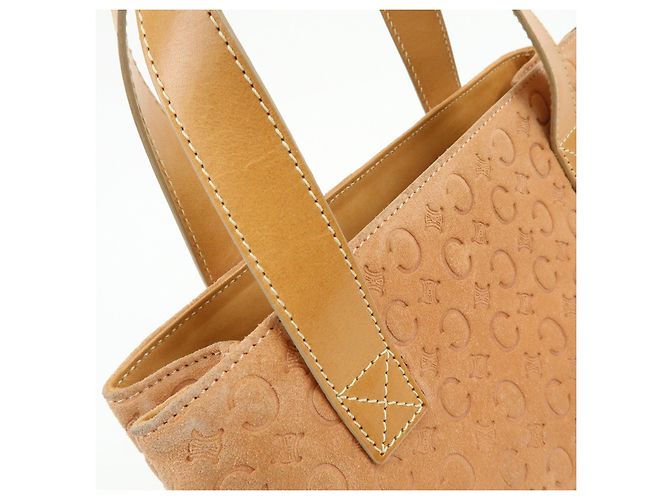 Céline CELINE C Macadam Suede Leather Hand Bag Tote Bag Orange Beige - vista 10