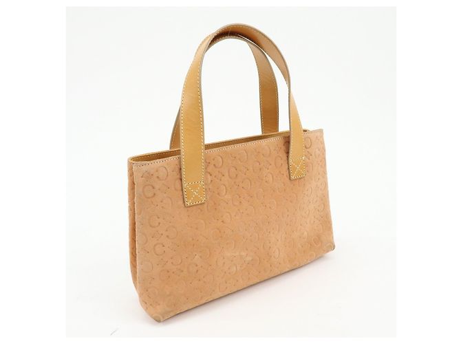 Céline CELINE C Macadam Suede Leather Hand Bag Tote Bag Orange Beige - vista 4