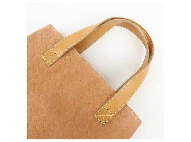 Céline CELINE C Macadam Suede Leather Hand Bag Tote Bag Orange Beige - vista 6
