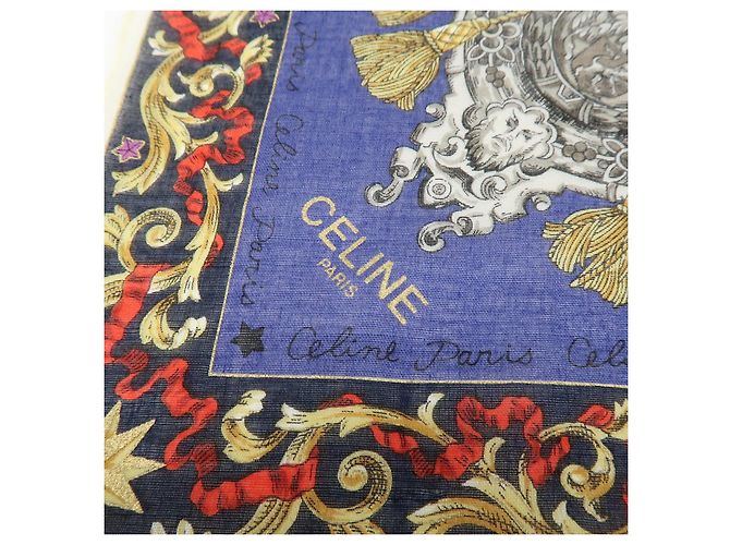 Céline Celine Lote de 3 bufandas 100% algodón Rojo Azul Blanco - vista 8
