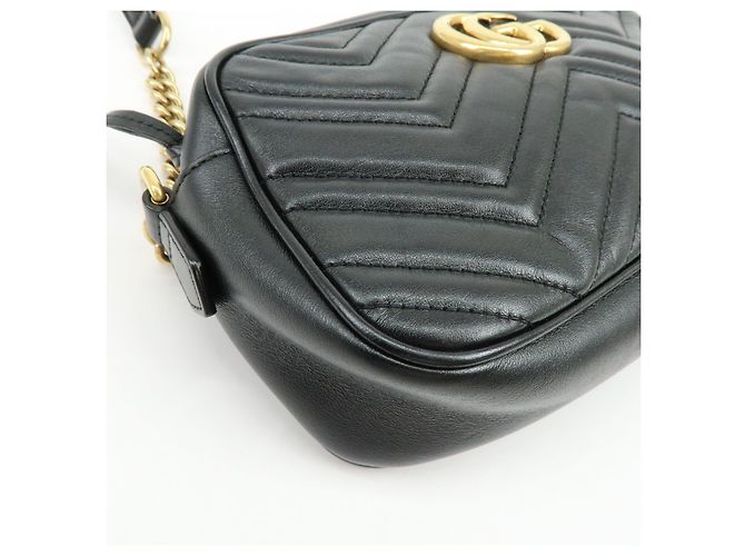 Borsa a spalla e tracolla GUCCI GG Marmont in pelle Nero 447632 - vista 10