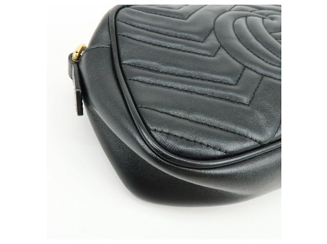 Borsa a spalla e tracolla GUCCI GG Marmont in pelle Nero 447632 - vista 11