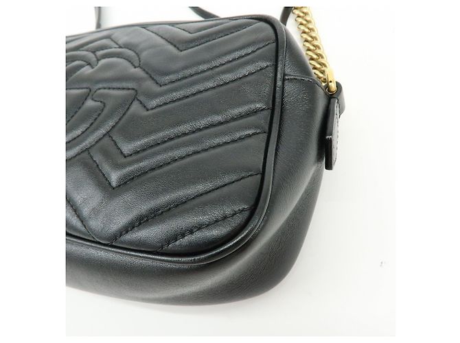 Borsa a spalla e tracolla GUCCI GG Marmont in pelle Nero 447632 - vista 12