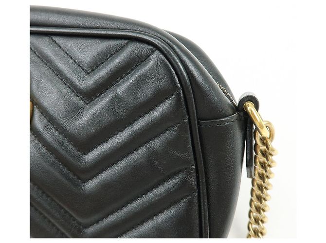 Borsa a spalla e tracolla GUCCI GG Marmont in pelle Nero 447632 - vista 13