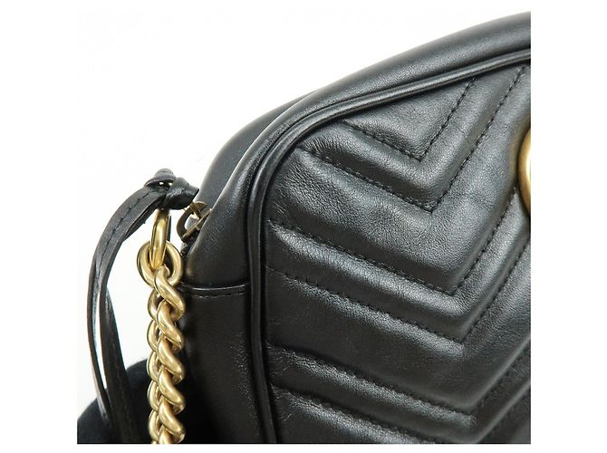 Borsa a spalla e tracolla GUCCI GG Marmont in pelle Nero 447632 - vista 14