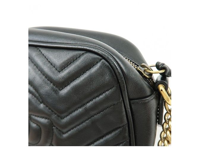 Borsa a spalla e tracolla GUCCI GG Marmont in pelle Nero 447632 - vista 15