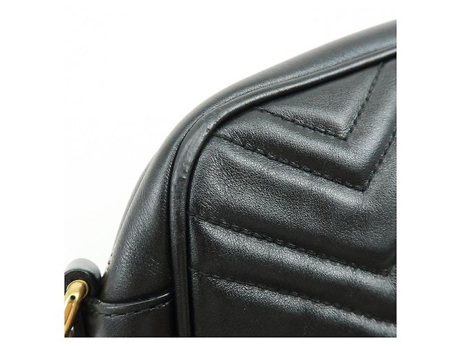 Borsa a spalla e tracolla GUCCI GG Marmont in pelle Nero 447632 - vista 16