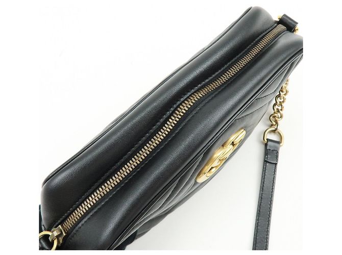 Borsa a spalla e tracolla GUCCI GG Marmont in pelle Nero 447632 - vista 18