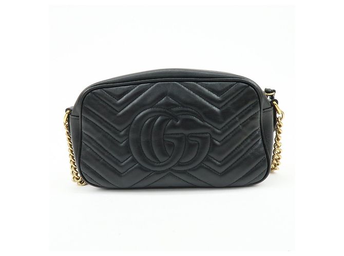 Borsa a spalla e tracolla GUCCI GG Marmont in pelle Nero 447632 - vista 2