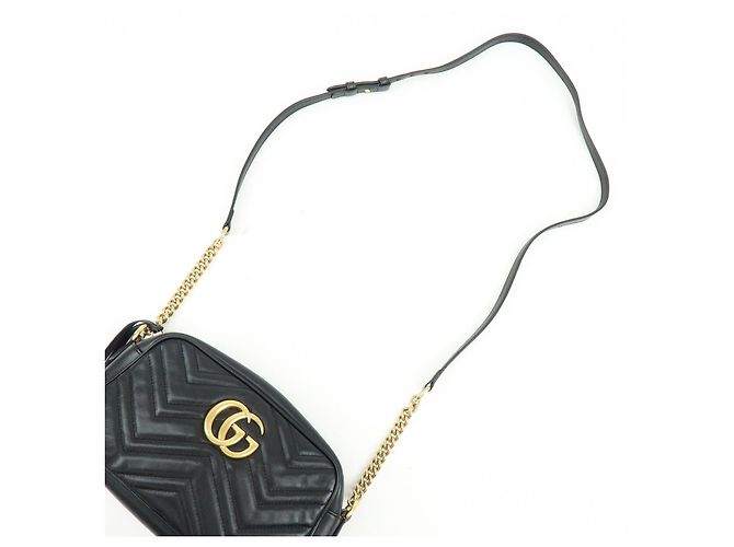 Borsa a spalla e tracolla GUCCI GG Marmont in pelle Nero 447632 - vista 6