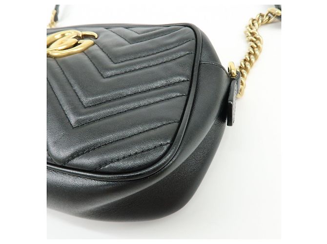Borsa a spalla e tracolla GUCCI GG Marmont in pelle Nero 447632 - vista 9