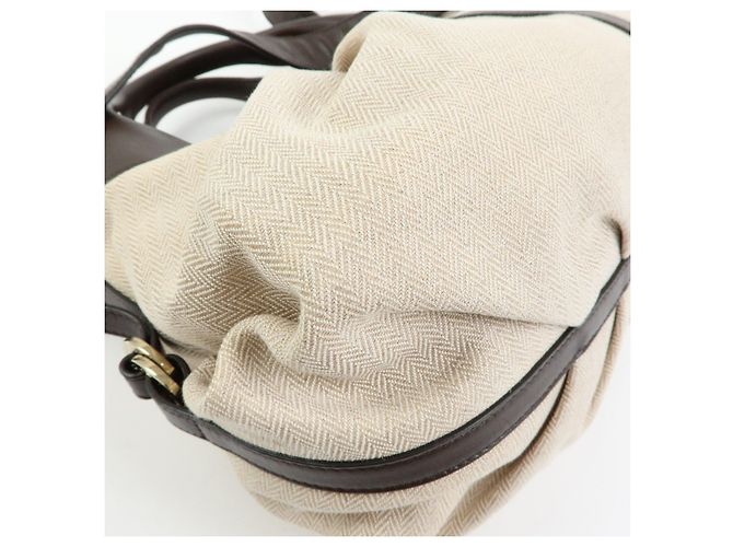 Bulgari Borsa 2Way BVLGARI Chandra in tela e pelle Borsa a mano e a tracolla Ivory Brown - vista 12