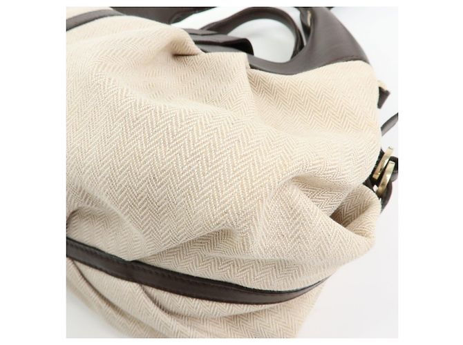 Bulgari Borsa 2Way BVLGARI Chandra in tela e pelle Borsa a mano e a tracolla Ivory Brown - vista 13