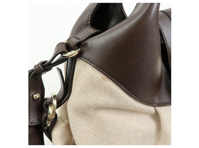 Bulgari Borsa 2Way BVLGARI Chandra in tela e pelle Borsa a mano e a tracolla Ivory Brown - vista 15