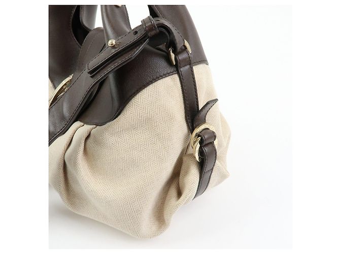 Bulgari Borsa 2Way BVLGARI Chandra in tela e pelle Borsa a mano e a tracolla Ivory Brown - vista 16