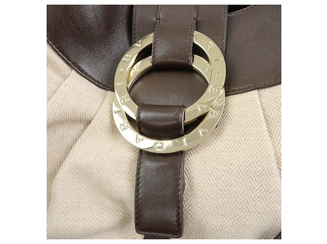 Bulgari Borsa 2Way BVLGARI Chandra in tela e pelle Borsa a mano e a tracolla Ivory Brown - vista 17