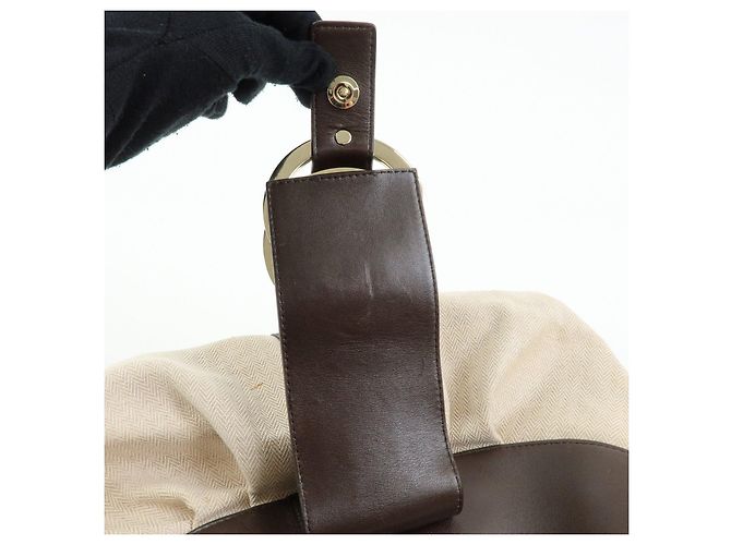 Bulgari Borsa 2Way BVLGARI Chandra in tela e pelle Borsa a mano e a tracolla Ivory Brown - vista 18