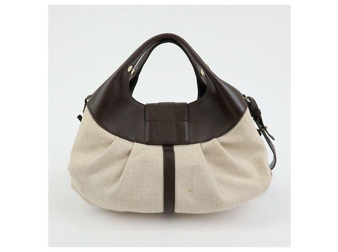 Bulgari Borsa 2Way BVLGARI Chandra in tela e pelle Borsa a mano e a tracolla Ivory Brown - vista 2