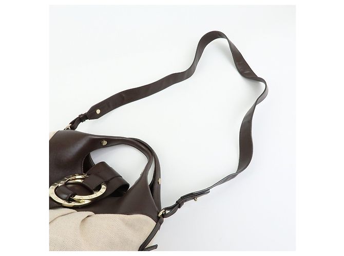 Bulgari Borsa 2Way BVLGARI Chandra in tela e pelle Borsa a mano e a tracolla Ivory Brown - vista 6