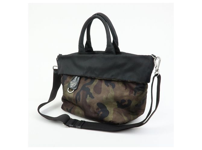 Borsa Reversibile 2Way PRADA Logo Triangle Borsa a Mano e a Spalla Khaki BN1959 - vista 3