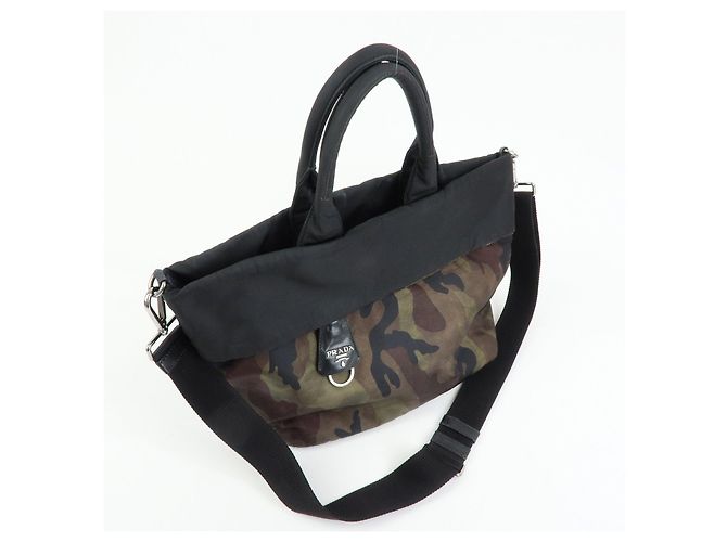 Borsa Reversibile 2Way PRADA Logo Triangle Borsa a Mano e a Spalla Khaki BN1959 - vista 4