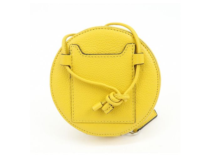 Borsa a spalla rotonda in pelle con zip e logo FENDI FF Gialla 7M0359 - vista 2