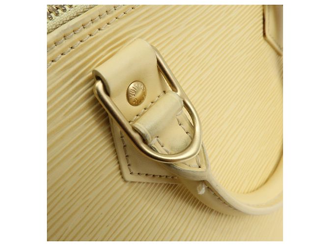 Borsa a mano Louis Vuitton Epi Alma in pelle Vanilla Light Yellow M5214A - vista 10