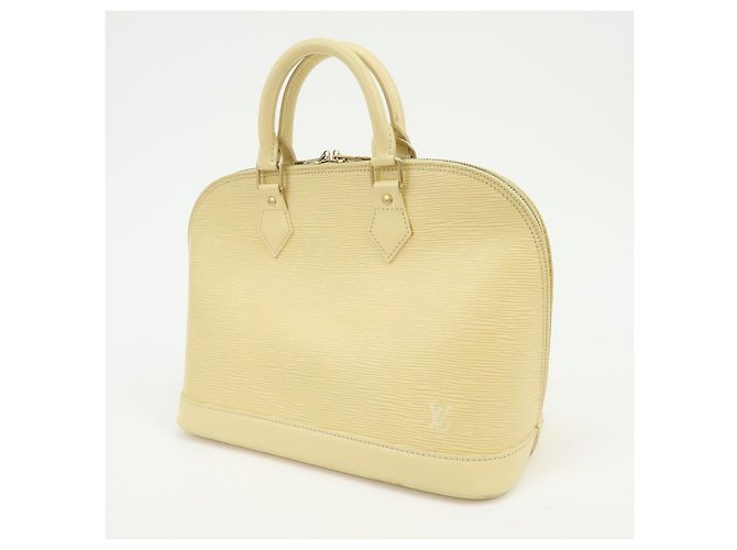 Borsa a mano Louis Vuitton Epi Alma in pelle Vanilla Light Yellow M5214A - vista 3