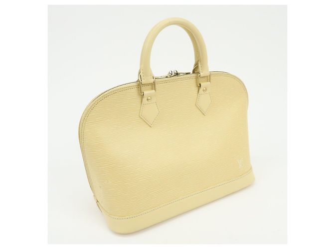 Borsa a mano Louis Vuitton Epi Alma in pelle Vanilla Light Yellow M5214A - vista 4