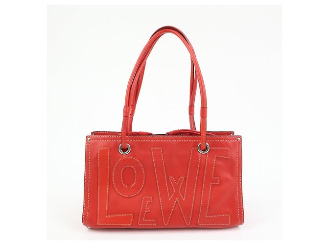 LOEWE Borsa Tote Anagram in pelle Borsa a mano Borsa a tracolla Rossa - vista 2