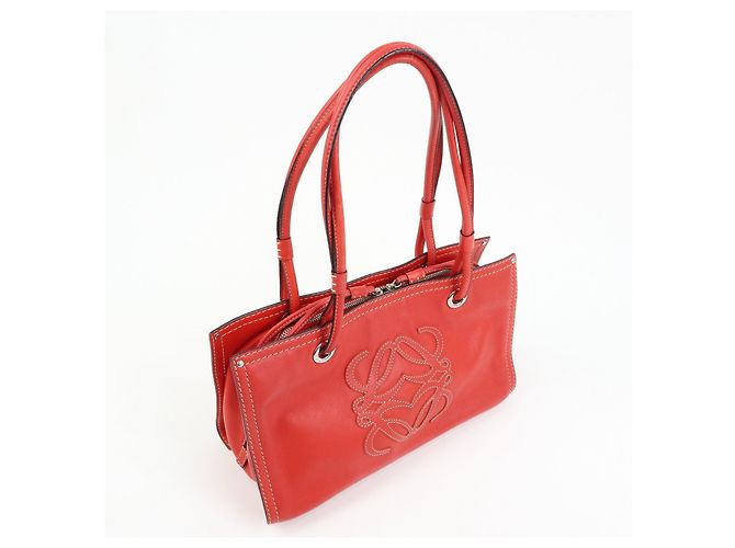 LOEWE Borsa Tote Anagram in pelle Borsa a mano Borsa a tracolla Rossa - vista 4