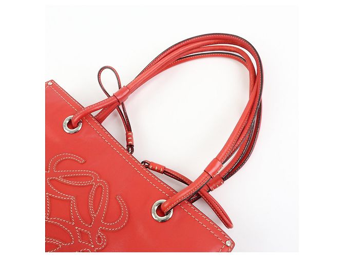 LOEWE Borsa Tote Anagram in pelle Borsa a mano Borsa a tracolla Rossa - vista 6
