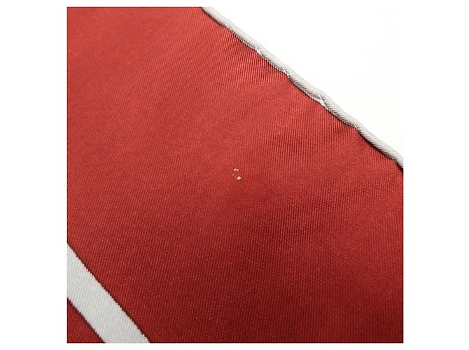 Sciarpa GUCCI 100% Seta Double G Horseshoe Bordeaux White Blue - vista 12