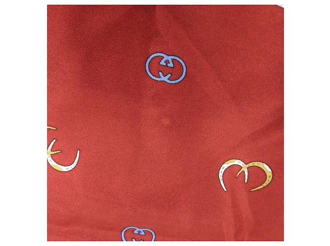 Sciarpa GUCCI 100% Seta Double G Horseshoe Bordeaux White Blue - vista 13