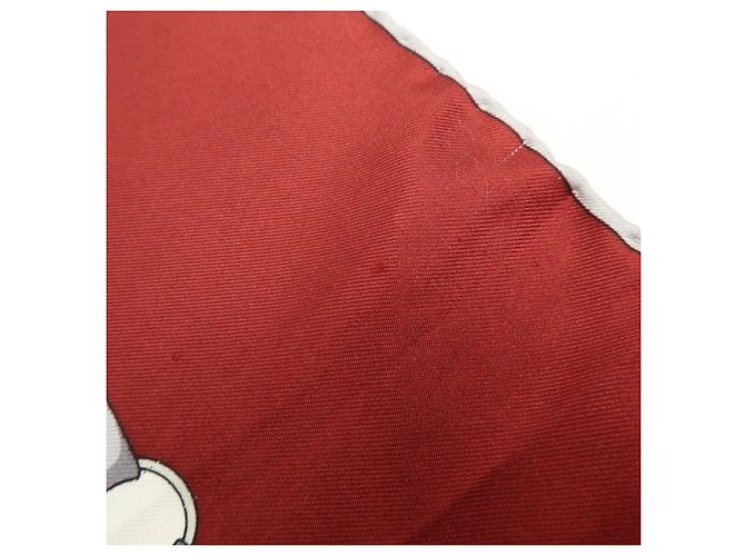 Sciarpa GUCCI 100% Seta Double G Horseshoe Bordeaux White Blue - vista 9