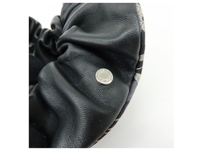 Hermès HERMES Accessorio per capelli elastico in pelle di agnello Milo Nero Bianco - vista 11