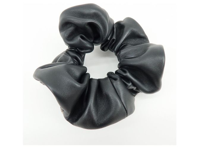 Hermès HERMES Accessorio per capelli elastico in pelle di agnello Milo Nero Bianco - vista 6