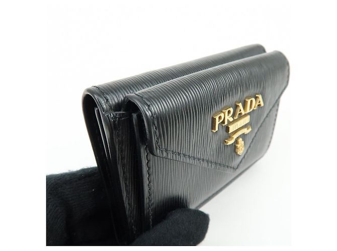 Cartera compacta tríptico PRADA Vitello Move de piel Negra 1MH021 - vista 11