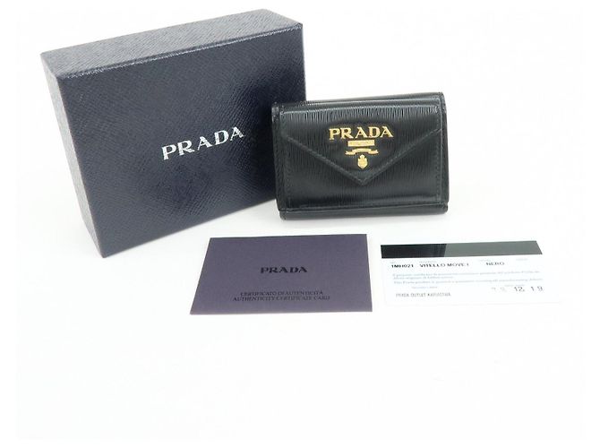 Cartera compacta tríptico PRADA Vitello Move de piel Negra 1MH021 - vista 20