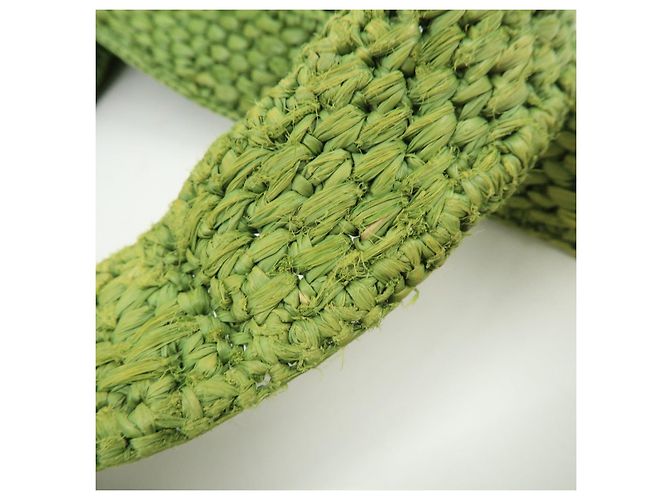 LOEWE Font Tote Raffia Leather 2Way Bag Borsa Tote Borsa a Tracolla Verde - vista 10