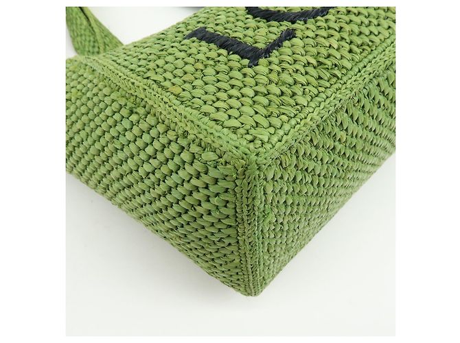 LOEWE Font Tote Raffia Leather 2Way Bag Borsa Tote Borsa a Tracolla Verde - vista 11
