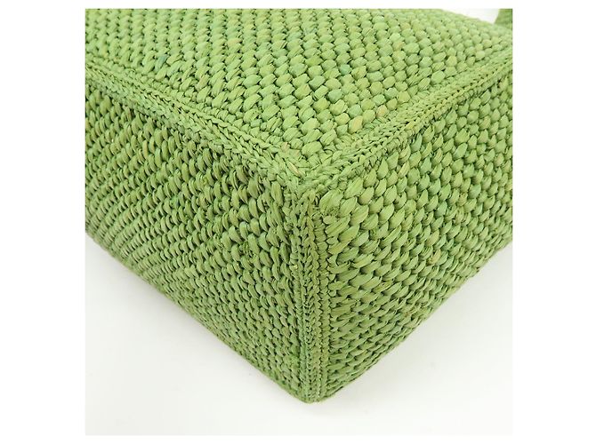 LOEWE Font Tote Raffia Leather 2Way Bag Borsa Tote Borsa a Tracolla Verde - vista 14