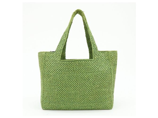 LOEWE Font Tote Raffia Leather 2Way Bag Borsa Tote Borsa a Tracolla Verde - vista 2