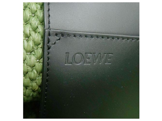 LOEWE Font Tote Raffia Leather 2Way Bag Borsa Tote Borsa a Tracolla Verde - vista 20