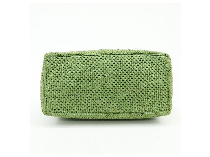 LOEWE Font Tote Raffia Leather 2Way Bag Borsa Tote Borsa a Tracolla Verde - vista 5