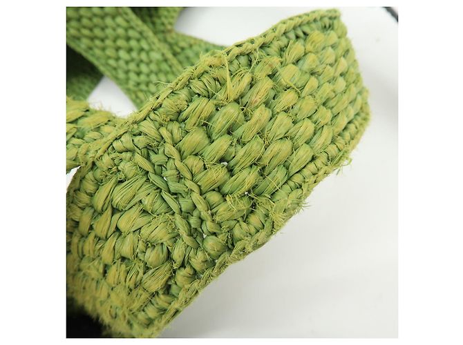 LOEWE Font Tote Raffia Leather 2Way Bag Borsa Tote Borsa a Tracolla Verde - vista 8